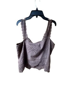 Joie Taupe Eyelet Lace Cropped Camisole